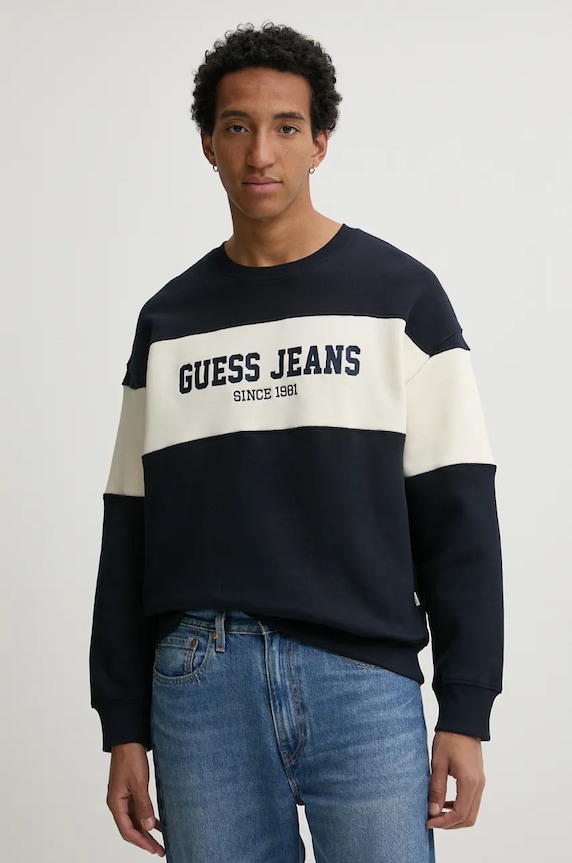Mikina Guess Jeans bez kapucne tmavomodrá M4BQ39.K9V31