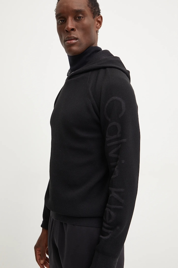 Mikina Calvin Klein Performance s kapucí černá 00GMF4W334