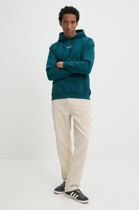 Mikina Tommy Jeans DM0DM20507 tyrkysová AW24