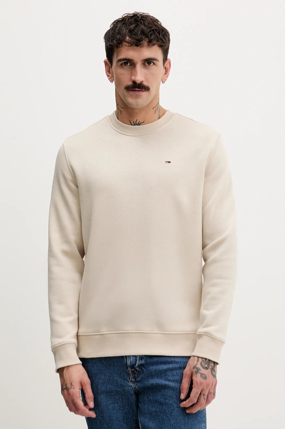 Tommy Jeans hanorac bărbătesc cu bumbac bej DM0DM20741