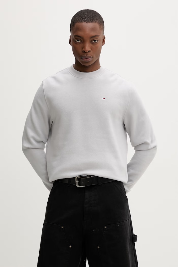 Tommy Jeans mikina pánska s bavlnou sivá DM0DM20741