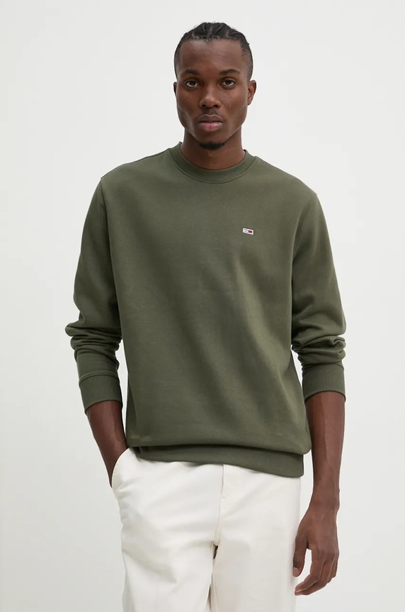 Tommy Jeans mikina pánská s bavlnou zelená DM0DM20741