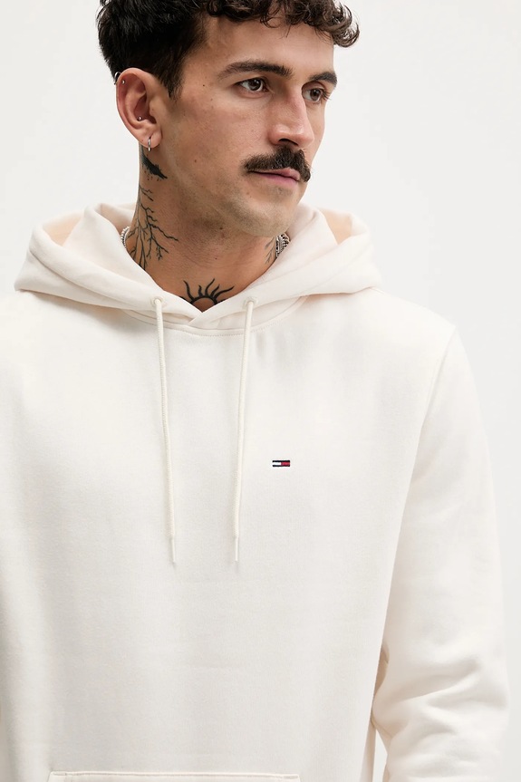 Tommy Jeans Μπλούζα με κουκούλα ανδρική μπεζ DM0DM20742