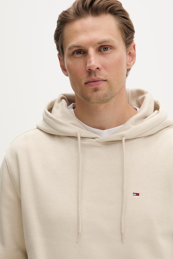 Tommy Jeans Μπλούζα με κουκούλα ανδρική μπεζ DM0DM20742