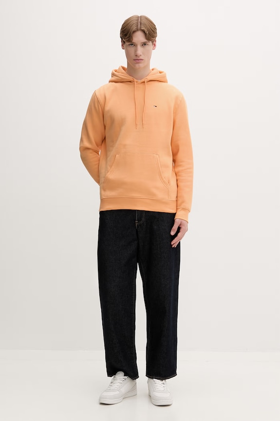 Tommy Jeans hanorac cu glugă pentru bărbați cu bumbac DM0DM20742 portocaliu AA00