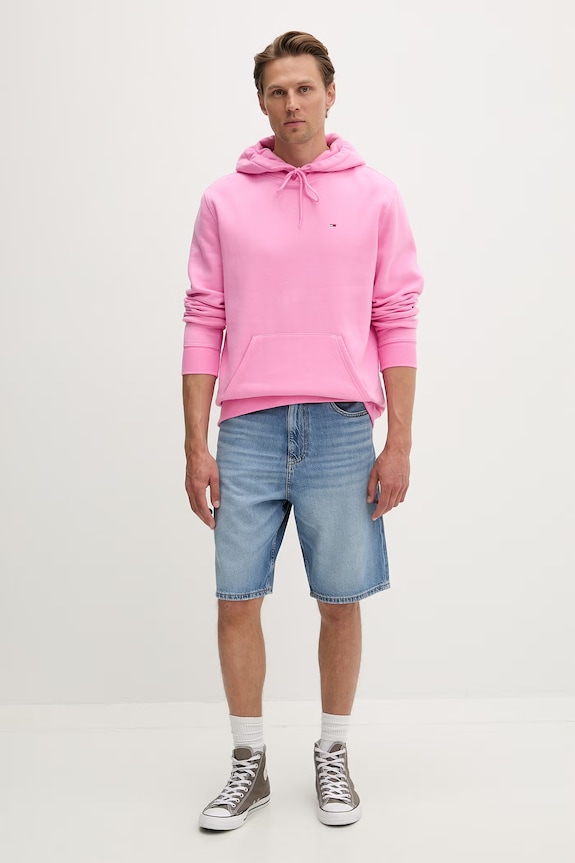 Tommy Jeans μπλούζα με κουκούλα ανδρική DM0DM20742 ροζ AA00