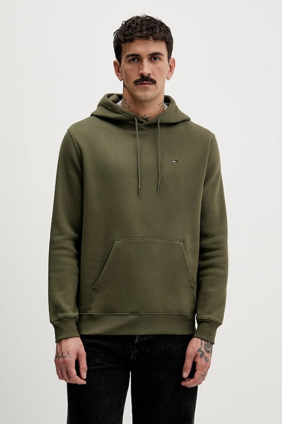 Tommy Jeans Μπλούζα με κουκούλα ανδρική πράσινο DM0DM20742