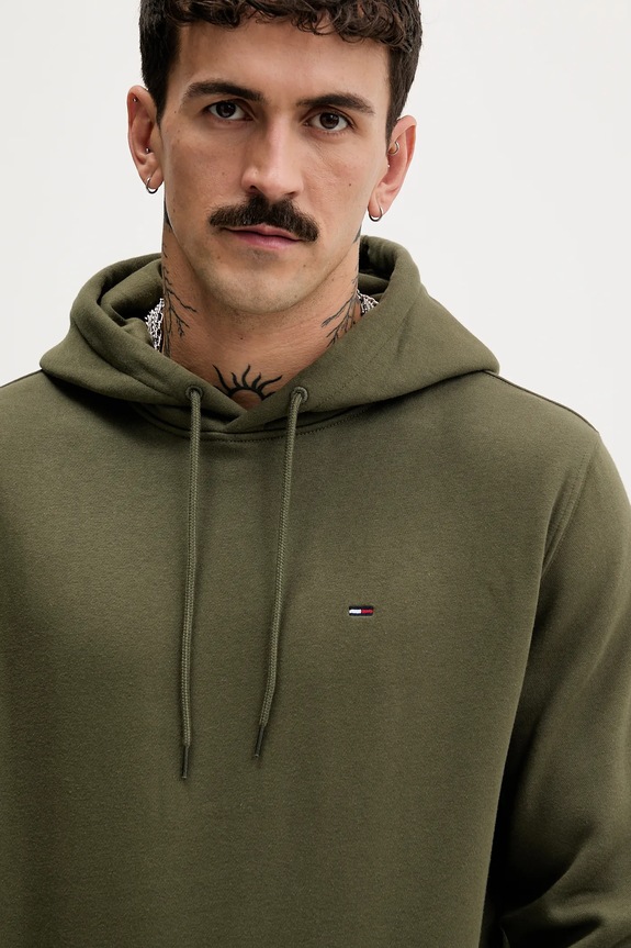 Tommy Jeans Μπλούζα με κουκούλα ανδρική πράσινο DM0DM20742