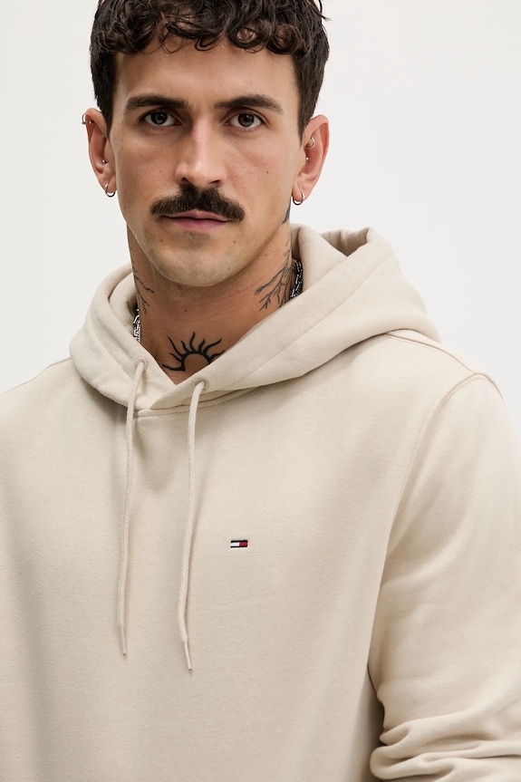 Tommy Jeans μπλούζα με κουκούλα ανδρική μπεζ DM0DM20742