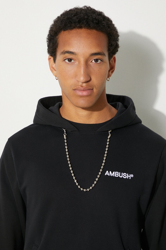 Βαμβακερή μπλούζα AMBUSH Ballchain BMBB001F24FLE0011001 μαύρο