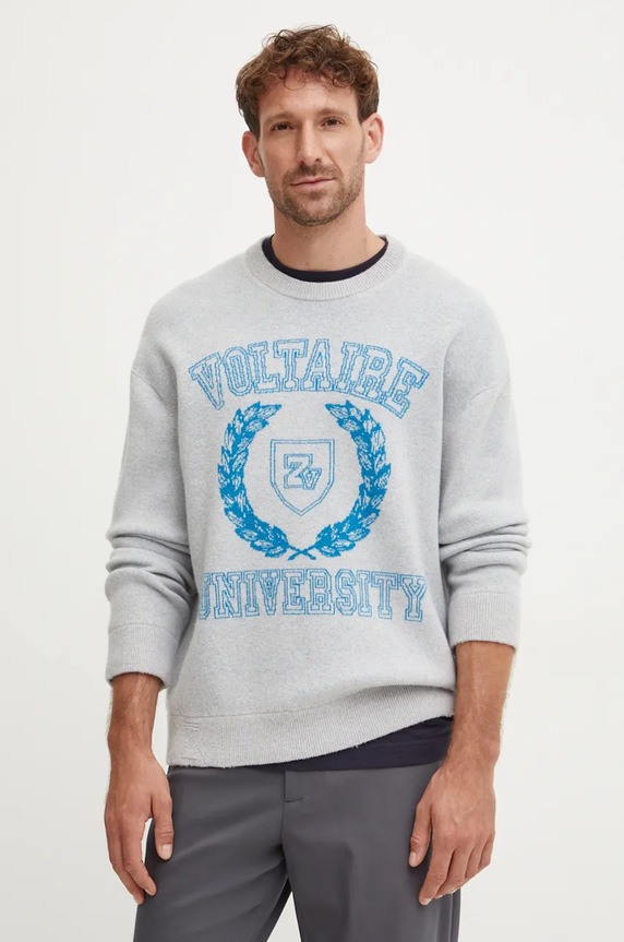 Vuneni pulover ZADIG&VOLTAIRE vuna siva KMSW00715