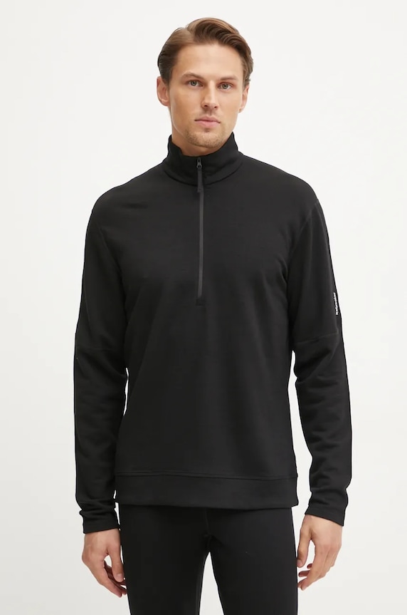Sportovní mikina Icebreaker Merino 360 Realfleece Elemental bez kapuce černá IB0A571S0011