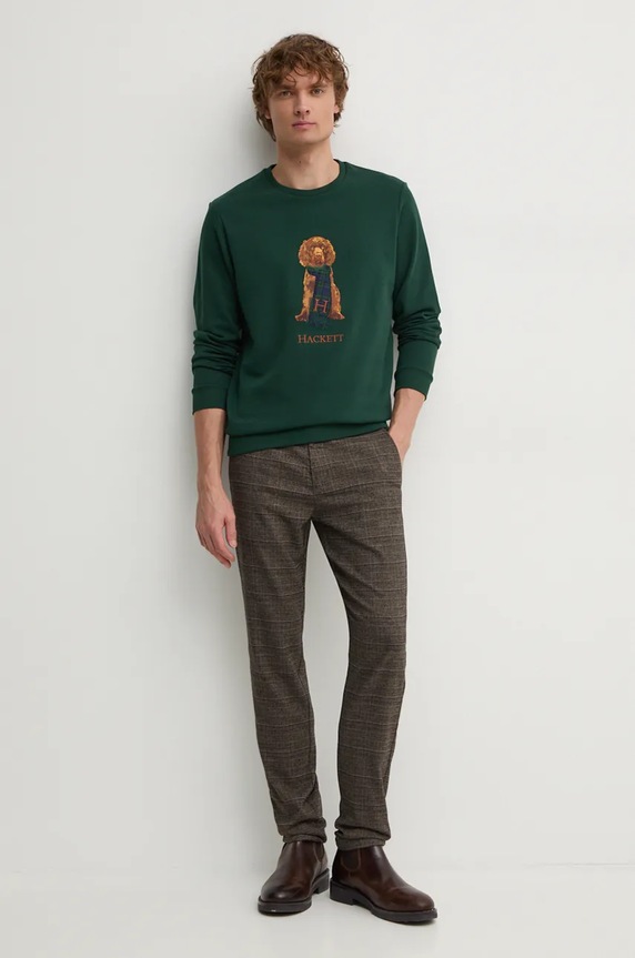 Pamučna dukserica Hackett London HM581285 zelena AW24