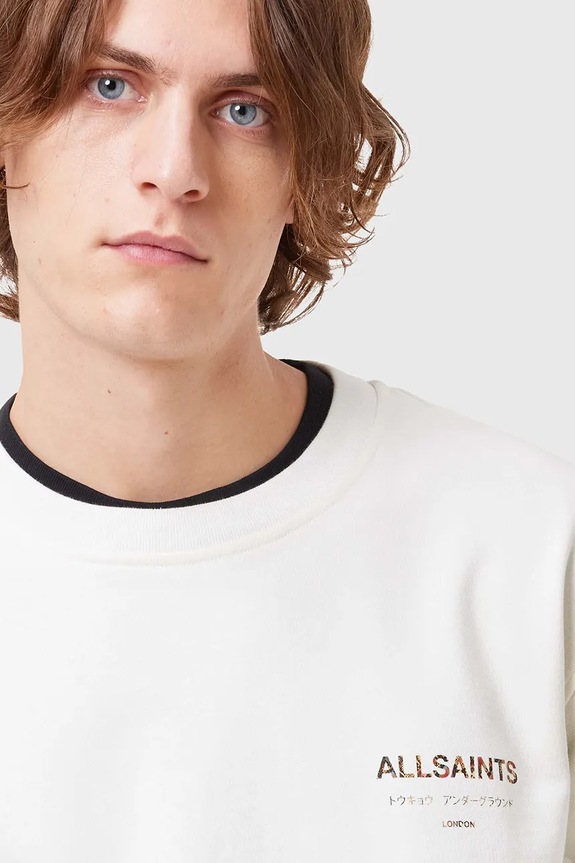 AllSaints bluza bawełniana UNDERGROUND biały M033NB