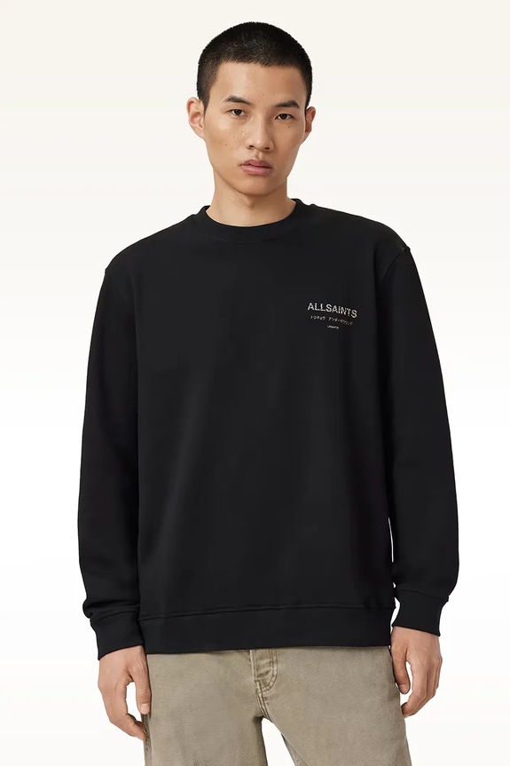 AllSaints hanorac de bumbac UNDERGROUND print negru M033NB
