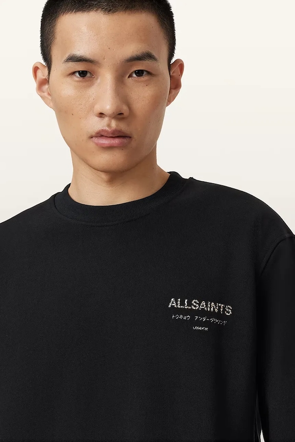 AllSaints hanorac de bumbac UNDERGROUND negru M033NB