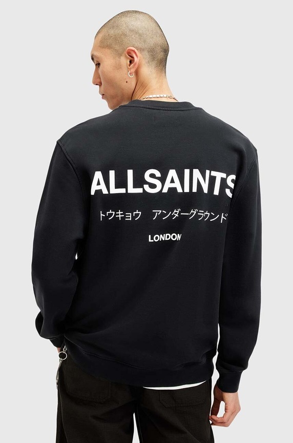 AllSaints bluza bawełniana UNDERGROUND M033NB czarny SS26