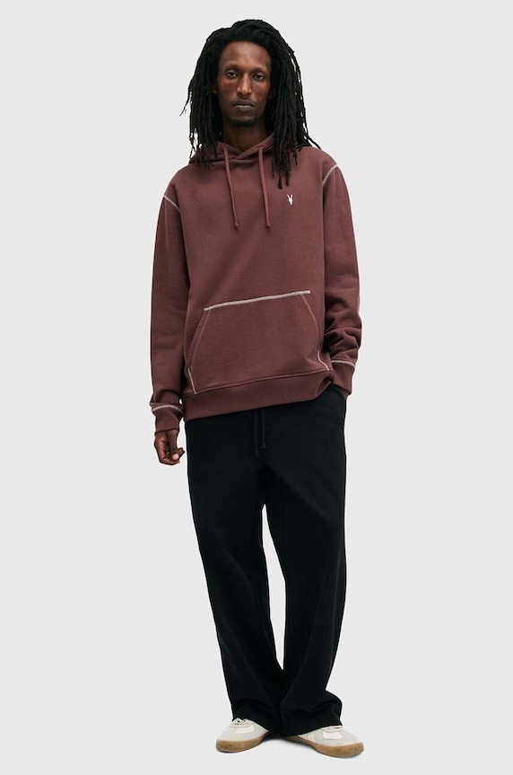 AllSaints hanorac de bumbac AMIR burgundia M038NB