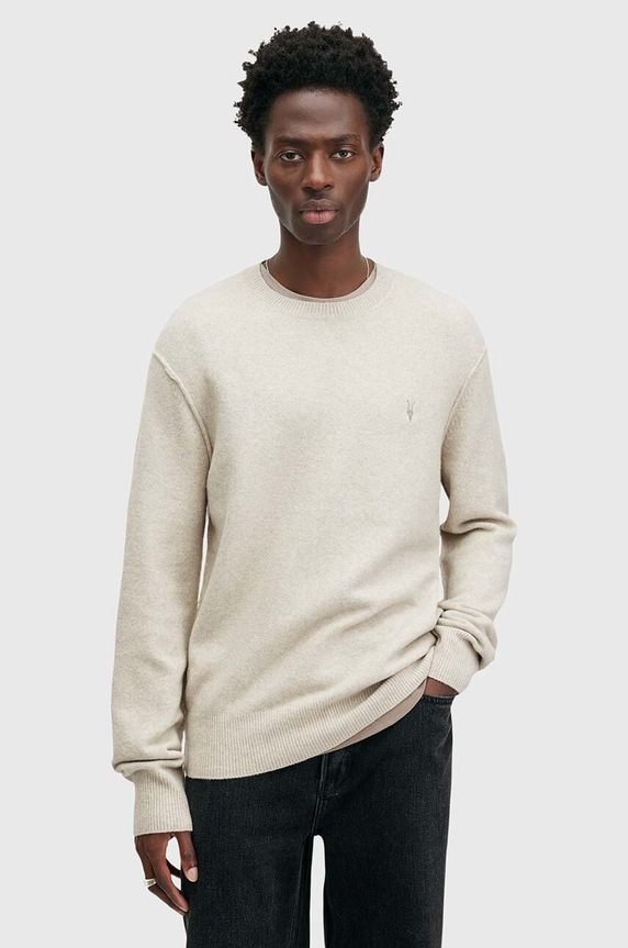 AllSaints pulover de lana STATTEN grosime medie bej M039KA