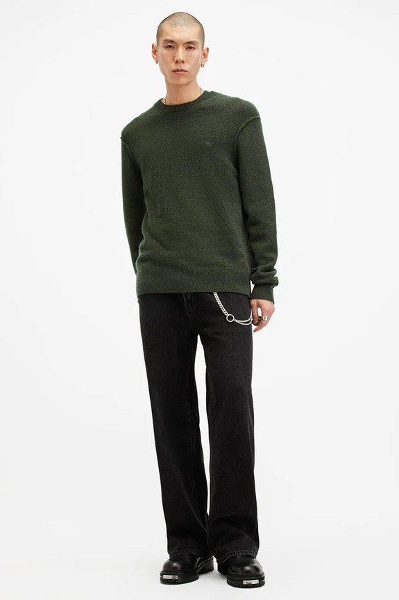 Μάλλινη μπλουζα AllSaints STATTEN M039KA πράσινο