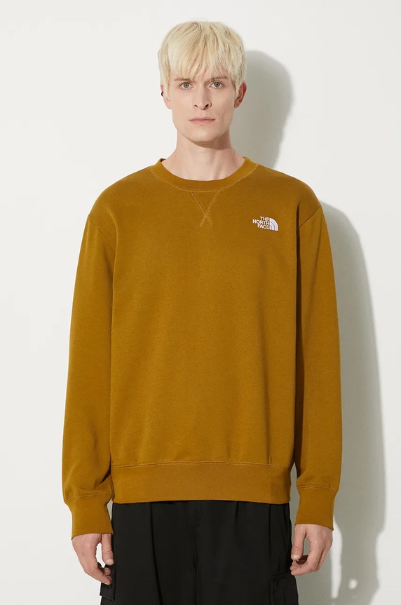 The North Face bluza Essential Relaxed Crew bawełna zielony NF0A89ET1OB1