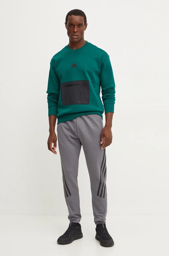 Суичър adidas City Escape без качулка зелен IY1523