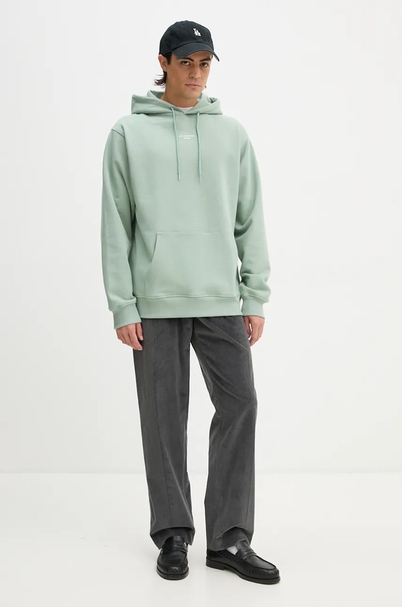 Bavlněná mikina Drôle de Monsieur Le Hoodie Slogan Classique E.HO161.CO127.WG zelená AW24
