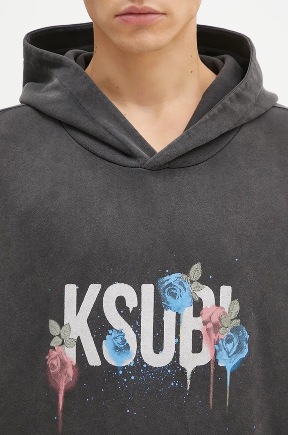 KSUBI cotton sweatshirt Graff Rose Kash Hoodie gray MPF24FL010