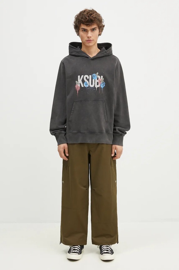 KSUBI cotton sweatshirt Graff Rose Kash Hoodie MPF24FL010 gray