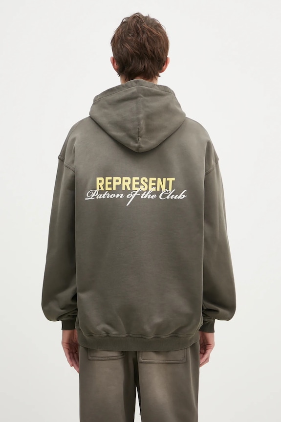 Хлопковая кофта Represent Patron Of The Club Hoodie печать зелёный MLM4270.16