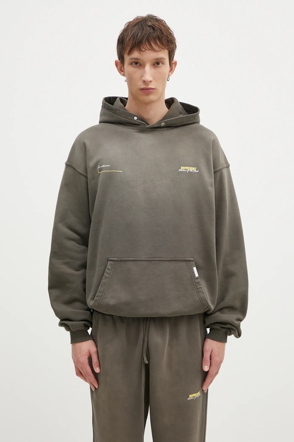 Одежда Хлопковая кофта Represent Patron Of The Club Hoodie MLM4270.16 зелёный