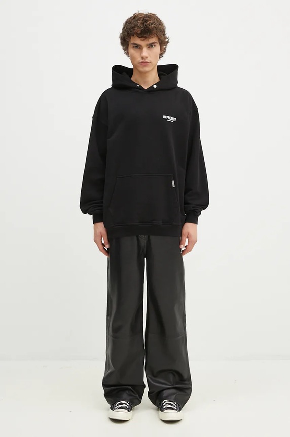 Represent felpa in cotone Owners Club Hoodie OCM41113.001 nero