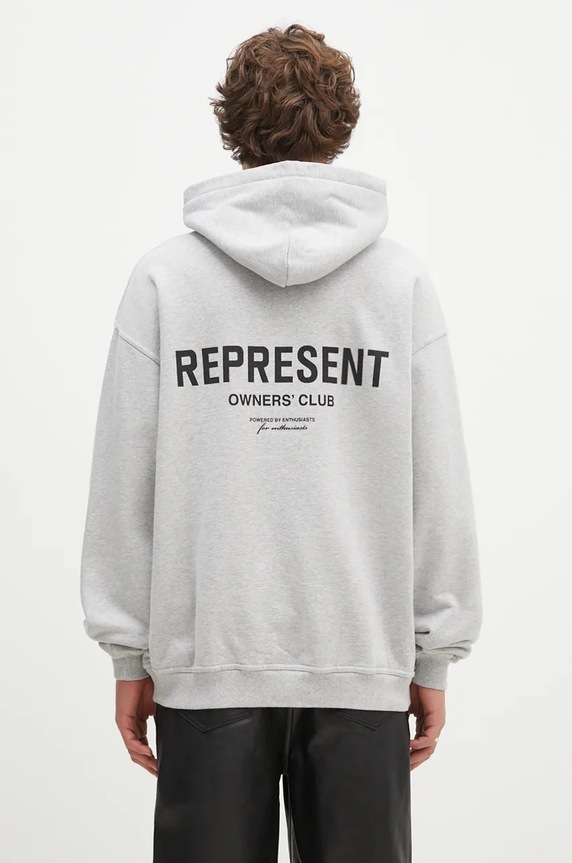 Represent felpa in cotone Owners Club Hoodie sovrastampa grigio OCM41113.158