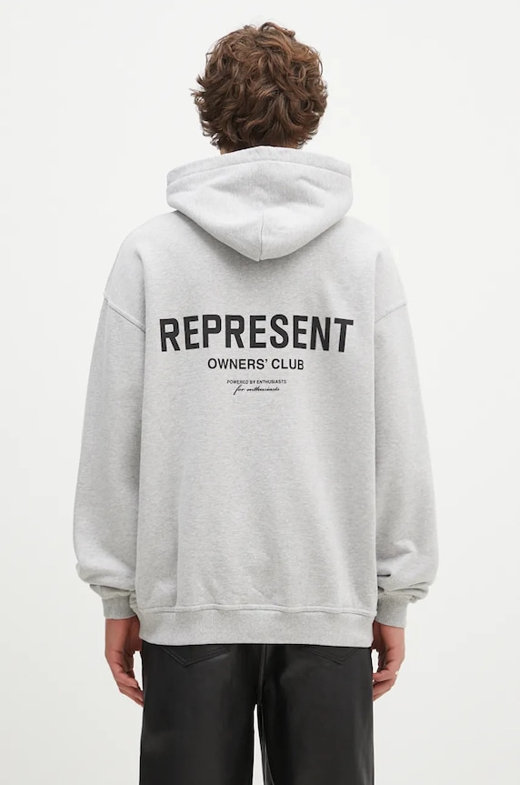 Represent felpa in cotone Owners Club Hoodie sovrastampa grigio OCM41113.158