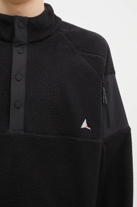 ROA gyapjú pulóver Polartec Fleece Button Up fekete RBMW0245FA191