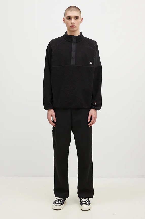 ROA gyapjú pulóver Polartec Fleece Button Up RBMW0245FA191 fekete