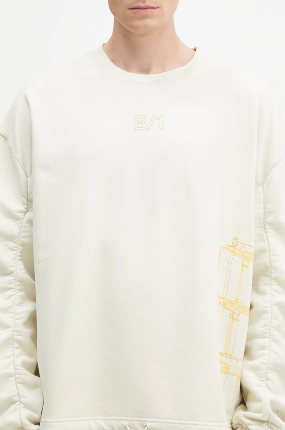 Памучен суичър A-COLD-WALL* Shroud Crewneck бежов ACWMW206