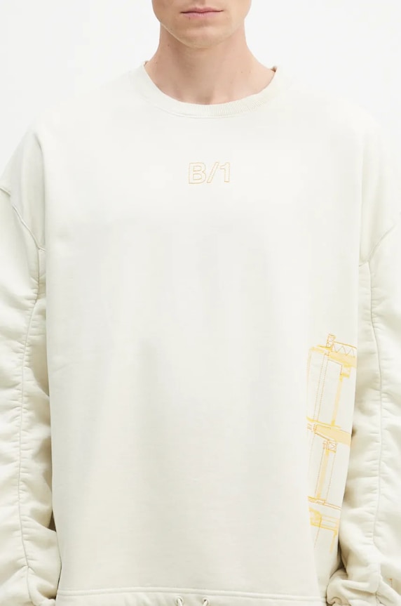 Памучен суичър A-COLD-WALL* Shroud Crewneck бежов ACWMW206