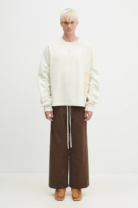 Памучен суичър A-COLD-WALL* Shroud Crewneck ACWMW206 бежов