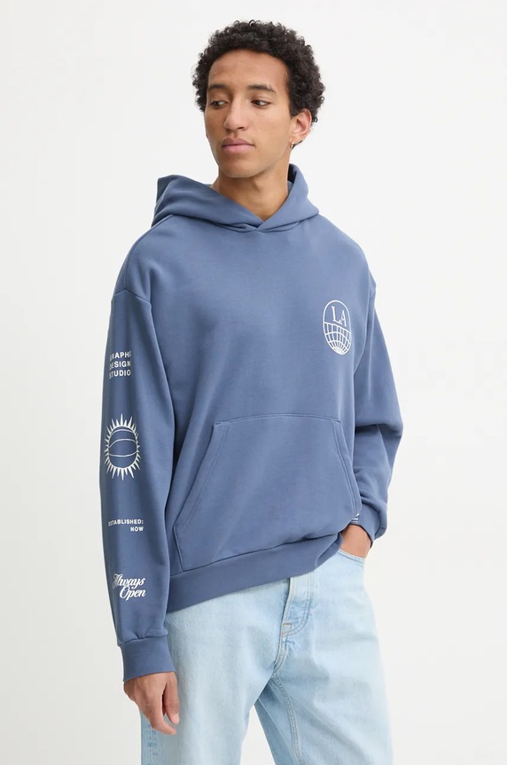 Bavlněná mikina adidas Originals s kapucí modrá JI6956