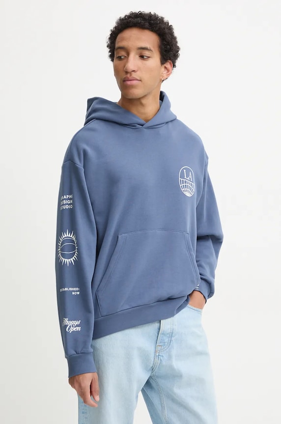 Bavlněná mikina adidas Originals s kapucí modrá JI6956