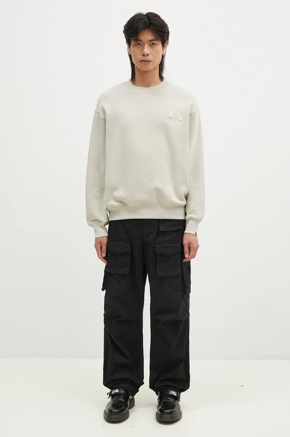 Кофта A Bathing Ape ONE POINT RELAXED FIT CREWNECK SWEATSHIRT 1K80113308 бежевий