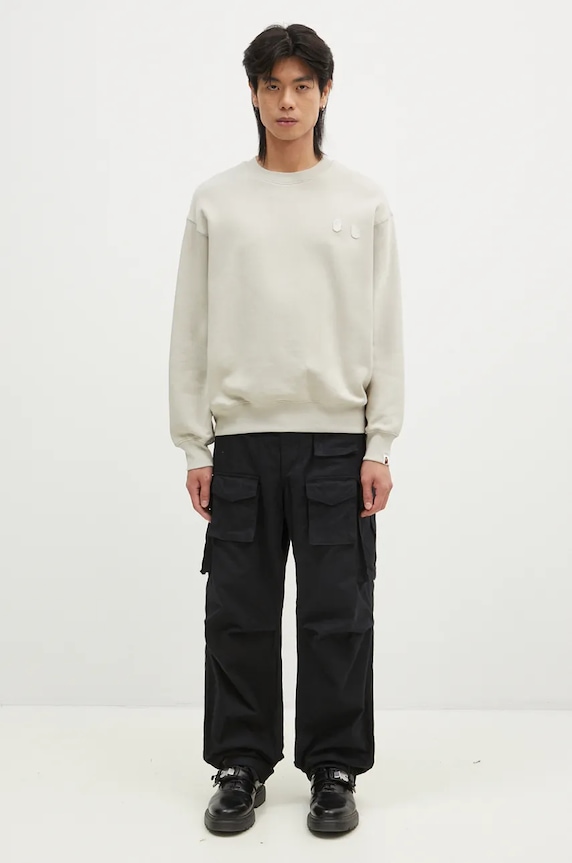 Кофта A Bathing Ape ONE POINT RELAXED FIT CREWNECK SWEATSHIRT 1K80113308 бежевий