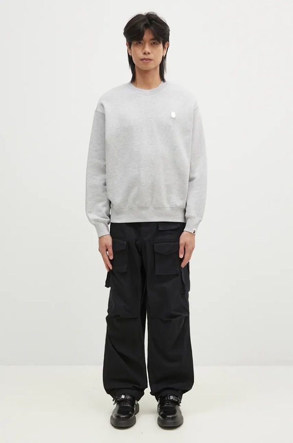 Суичър A Bathing Ape ONE POINT RELAXED FIT CREWNECK SWEATSHIRT 1K80113308 сив