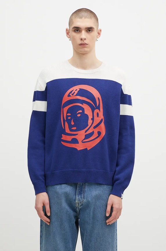 Pulover s dodatkom kašmira Billionaire Boys Club Astro Knitted Crewneck s dodatkom vune mornarsko plava B24325