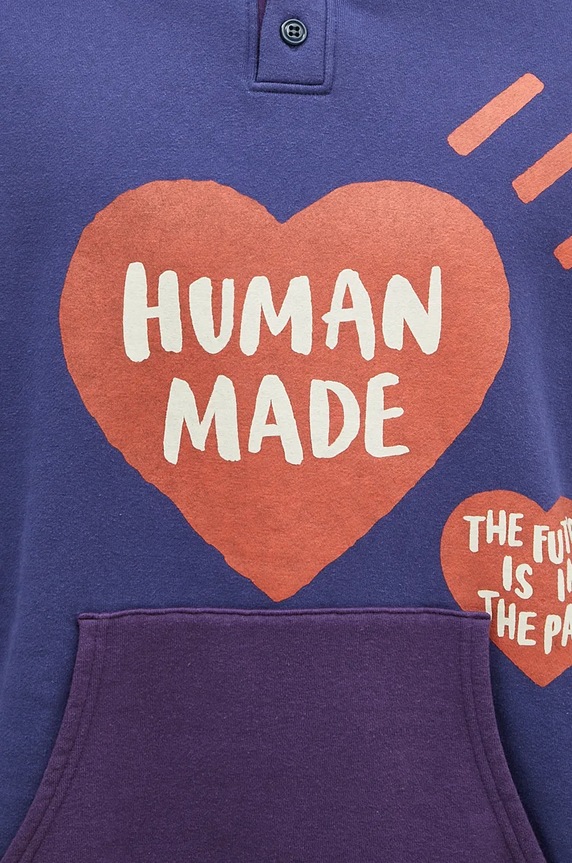Human Made bluza bawełniana Colorblock Hoodie granatowy HM28CS023