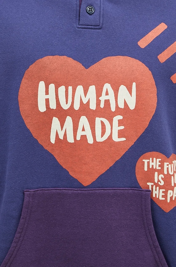 Human Made bluza bawełniana Colorblock Hoodie granatowy HM28CS023