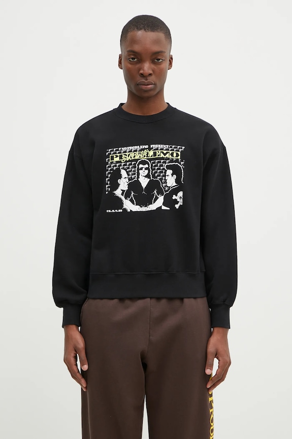 Памучен суичър No Problemo Subway Crew Neck Sweat надпис черен NP20004.02
