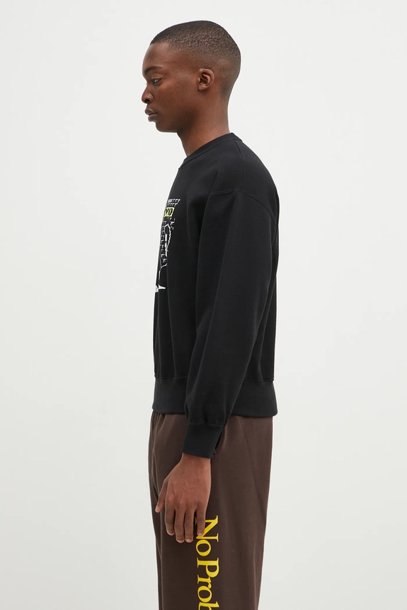 Памучен суичър No Problemo Subway Crew Neck Sweat NP20004.02 черен AW24