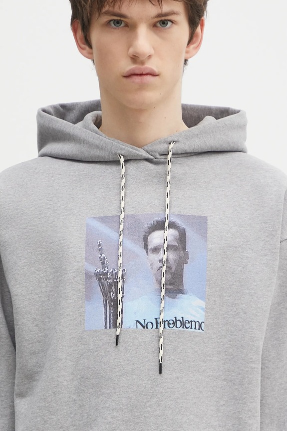Памучен суичър No Problemo I ll Be Back Hoodie сив NP20015.02
